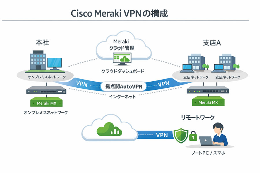Cisco Meraki VPN構成例(全体)