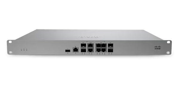 Cisco Meraki MX105 セキュリティアプライアンス 1U ラックマウント デュアル冗長電源 5Gbps